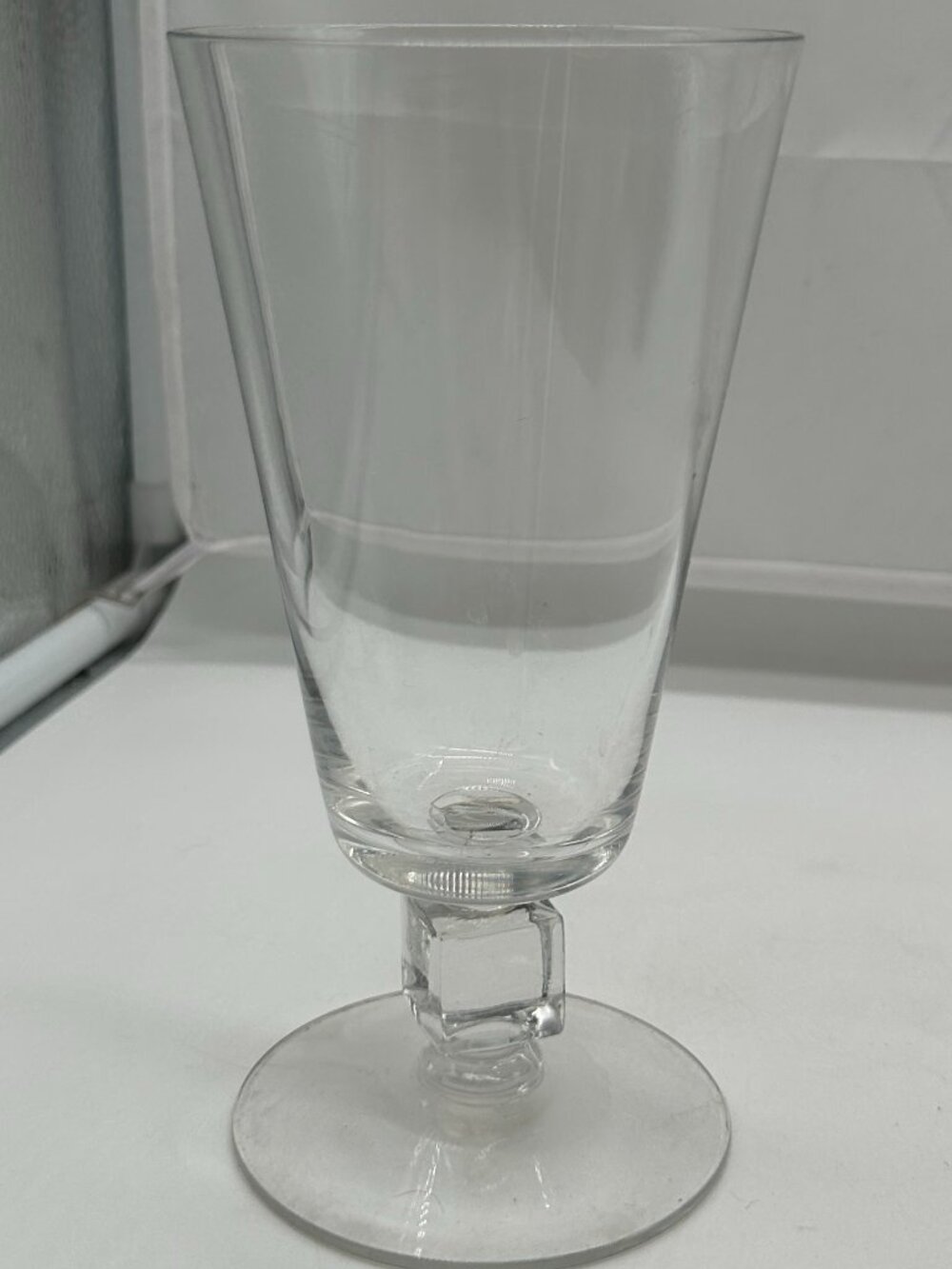 EUC Cambridge Square Iced Tea Glass Cube Stem Replacement 6 1/2" Clear
